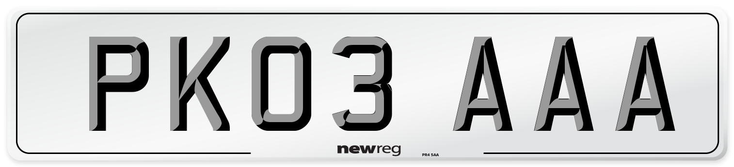 PK03 AAA Number Plate from New Reg